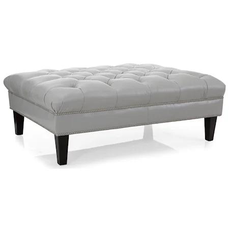 Transitional Customizable Ottoman with Tufted Top